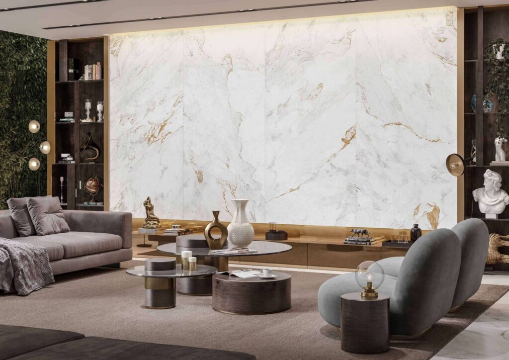 Polished Marble Tiles Interior with Roca